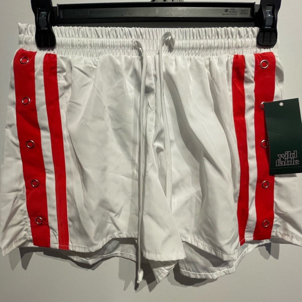 Wild Fable Women's Track Jogger Shorts White/Red Size XXS NWT